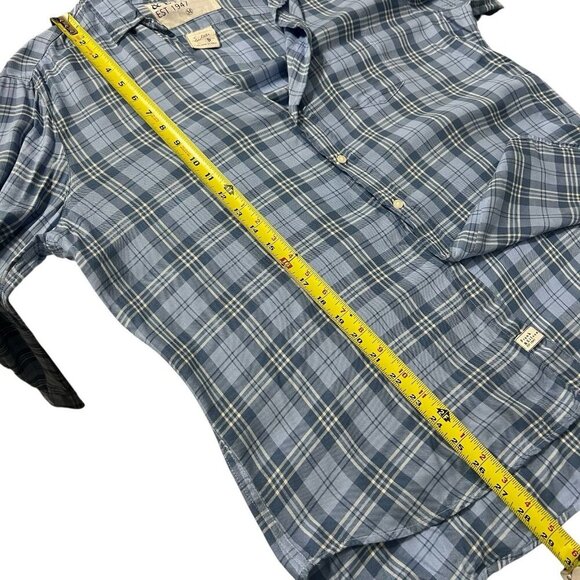 Frank & Eileen Relaxed Button Up Shirt Blue Plaid Size M Roll Up Sleeves - Picture 9 of 9